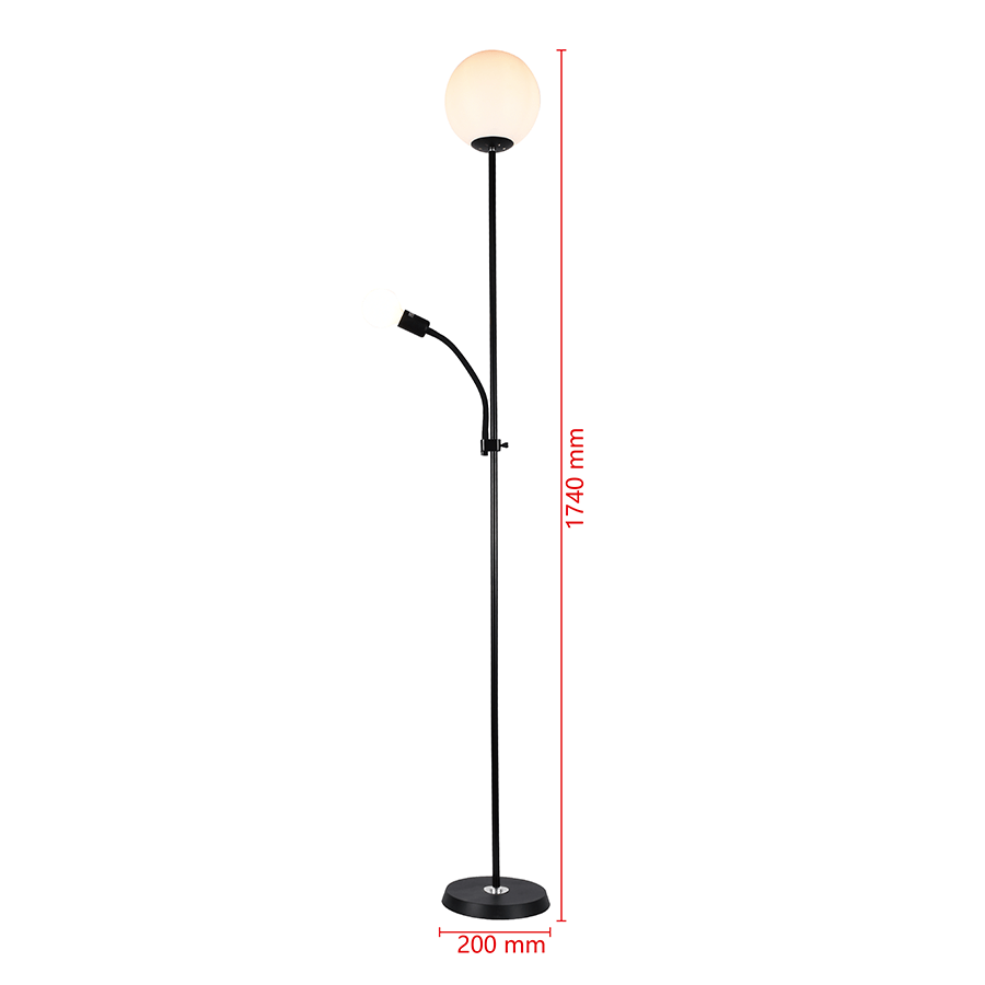 Black Floor Lamp with Reading Light