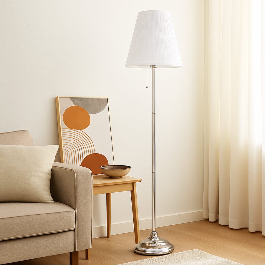 Chrome Fabric Floor Lamp