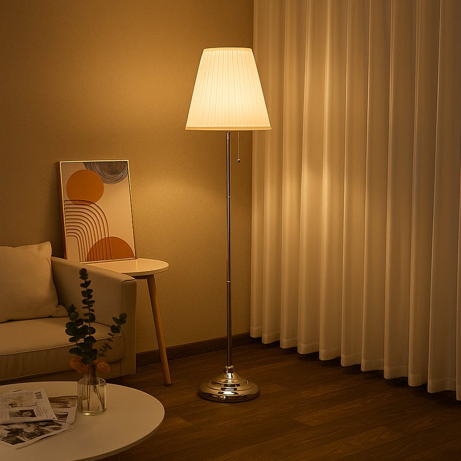 Chrome Fabric Floor Lamp